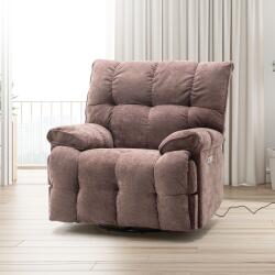  Elektromos relax fotelágy ringató, forgatható barna bársony szövet (JN-D8108A30)