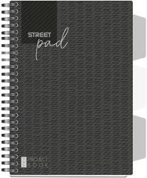 STREET Spirálfüzet STREET Pad regiszteres A5 vonalas 100 lapos fekete (67131)