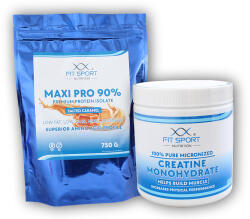 FitSport Nutrition Maxi Pro 90% 750g + Kreatin 330g - Kókusz fehér csokoládé