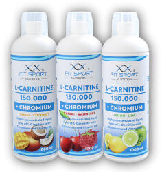 FitSport Nutrition 3x L-karnitin 150000 + Króm 1000ml - narancs
