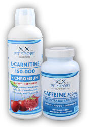 FitSport Nutrition L-Carnitină 150000+Crom 1000ml+Cofeină 200mg+Ceai Verde 300mg 120 capsule - lămâie lime