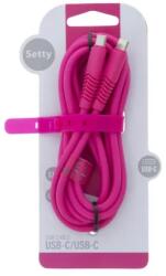 Setty Setty, USB kábel, USB-C - USB-C, (1, 5 méter 2, 1A), rózsaszín