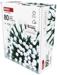 EMOS LED karácsonyi fényfüzér, cseresznye-golyók, 8 m, kültéri és beltéri, hideg fehér, programok időzítő D5AC22 (D5AC22)