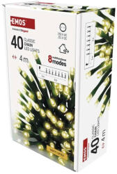 EMOS LED karácsonyi fényfüzér, 4 m, kültéri és beltéri, meleg fehér, programokkal időzítő D4AW21 (D4AW21)