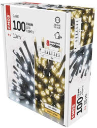 EMOS LED karácsonyi fényfüzér 2 az 1-ben, 10 m, kültéri és beltéri, meleg/hideg fehér, programokkal D4AL05 (D4AL05)