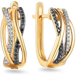 Heratis Forever Zia átlátszó és fekete gyémánt fülbevaló, 14K IZBR094YN