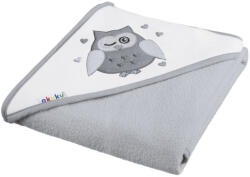 AKUKU kapucnis fürdőlepedő 80*80 cm - szürke bagoly