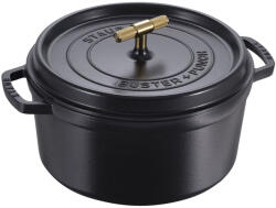 Staub La Cocotte | Cocotte öntöttvas főzőedény T alakú fogantyúval 28 cm | fekete | kerek | öntöttvas (1029898)
