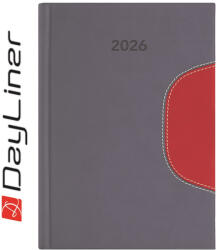 Dayliner Határidőnapló Memphis A5 napi, fehér lapokkal szürke-piros Dayliner 2026 - vegyesbolt