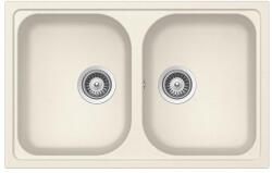 SCHOCK Viola N-200S kétmedencés gránit mosogató, szifonnal, vanilia, beépíthető (6426980542035)