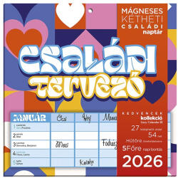 LIZZY CARD Falinaptár mágneses LIZZY CARD 220x220mm 2 hetes Családi tervező 2026 (21687) - papir-bolt