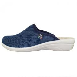Fly Flot Saboti dama, albastru inchis, ortopedici, de casa, textil, cu interior din piele naturala, talpa joasa, Fly Flot T4-368-FE-Albastru-Inchis (Marime: 39) (T4-368-FE-Albastru-Inchis-39)