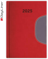 Dayliner Határidőnapló Memphis A5 napi, fehér lapokkal piros-szürke Dayliner 2026 (57824) - irodaszerpiac