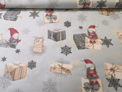  Halványszürke kislány karácsonyi ajándékcsomag mintás pamutvászon - 160 cm