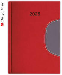 Dayliner Határidőnapló Memphis B5 heti, fehér lapokkal piros-szürke Dayliner 2026 (57832)