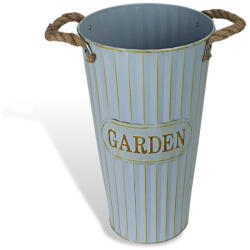  Bordázott bádog váza kék 19x35cm