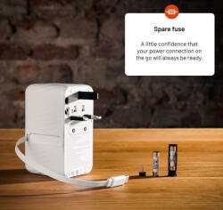 Fixed Világ utazó adapter 4xUSB-C 1xUSB GaN 85W fehér FIXED Voyager (FIXCT85-4C1A-WH)