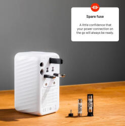 Fixed Világ utazó adapter 3xUSB-C 1xUSB GaN 120W fehér FIXED Voyager (FIXCT120-3C1A-WH)