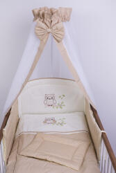 SZEKO Stúdió 4 részes babaágynemű szett - Lulu bagoly, bézs pöttyös