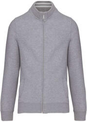 Kariban Férfi vastag cipzáras pulóver bordázott csíkos gallérral, Kariban KA456, Oxford Grey-3XL (ka456oxg-3xl)