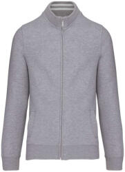 Kariban Férfi vastag cipzáras pulóver bordázott csíkos gallérral, Kariban KA456, Oxford Grey-2XL (ka456oxg-2xl)