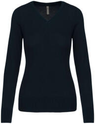 Kariban Női V-nyakú testhezálló pulóver, Kariban KA966, Navy-2XL (ka966nv-2xl)