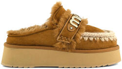 MOU Papuci Platform Clog Letter Logo MUFW681006A cog cognac