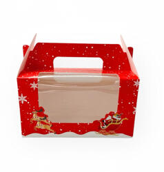 Karácsonyi ajándékdoboz, piros, Merry Christmas, 16, 5×8, 8×9, 2cm