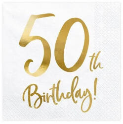 PartyDeco születésnapi szalvéta, 50, 33×33 cm, 20 db (SP33-77-50-008)