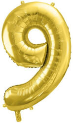 PARTYDECO fólia szám lufi, 9, világos arany, 72 cm (FB230S-9-019J)