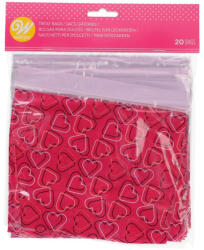 Wilton visszazárható Valentin-napi tasak, pink, szívek, 20db