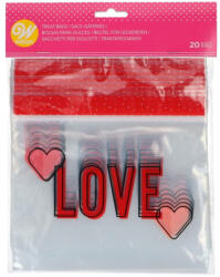 Wilton visszazárható Valentin-napi tasak, LOVE felirattal, 20db