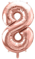 PARTYDECO fólia szám lufi, 8, rose gold, 86 cm (FB1M-8-019R)