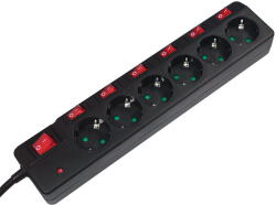 LogiLink Aljzat 6-os + 7 kapcsoló, 6x CEE 7/3, 1, 5 m, fekete