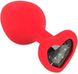 You2Toys Plug Medium - plug anal cu piatră decorativă în formă de inimă, roșu