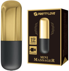 Pretty Love Golden - mini vibrator reîncărcabil (negru-auriu) Vibrator