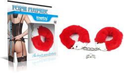 Lovetoy Fetish Pleasure Fluffy Handcuffs - cătușe erotice roșii, plușate, pentru mâini