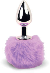 FeelzToys Bunny Tails Butt Plug - dop anal metalic cu codiță de iepuraș, argintiu-violet