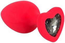 You2Toys Plug Large - plug anal mare cu piatră decorativă în formă de inimă, roșu