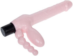 Pretty Love LYBAILE & PRETTY LOVE Super Strapless Dildo - vibrator triplu 2× vaginal + stimulator anal (roz)
