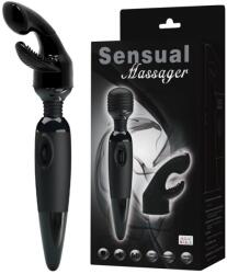 LyBaile Sensual Massager - vibrator de masaj cu accesoriu pentru clitoris (negru) Vibrator