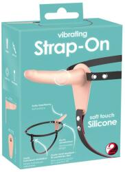 You2Toys Strap-On vibrator cu ham (culoare nude) - reîncărcabil, 15, 7 cm