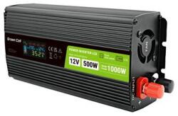 Green Cell Инвертор green cell, 12/220v, dc/ac, 500w/1000w invgc12p500lcd lcd, Чиста синусоида (gc-inv-12v-500w-gcp500lcd) - megamag