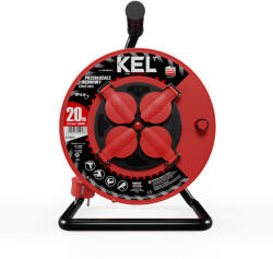 Lincos Hosszabbító kábel dob védőkapcsolóval, piros gumikábel, 20m (W-98691)