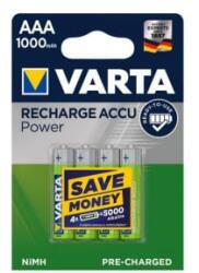 VARTA akkumulátor AAA, NiMH akkumulátor, mini ceruza, 1000 mAh kapacitás, RTU - feltöltött és használatra kész, 4 db/csomag (5703) (5703)