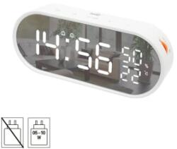 Somogyi Elektronic ébresztőóra, USB töltőkimenet, fehér kijelző, két ébresztési időpont, hőmérséklet és páratartalom mérés (LTC06) (LTC06)