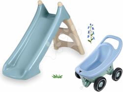 Smoby Set tobogan Toboggan XS Smoby verde și premergător, cărucior și remorcă Buggy 3în1 (SM820630-3)