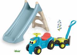 Smoby Set tobogan Toboggan XS Smoby verde și babytaxiu cu remorcă și mașină de tuns iarba (SM820630-5)