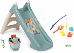 Smoby Set tobogan cu apă Animăluțe și set găleată XS Slide Little Smoby lungimea suprafeței de alunecare și undință cu rățușcă (SM140311-1)