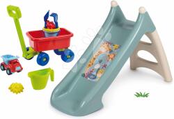 Smoby Set tobogan cu apă și cărucior de tras și set de găleată XS Slide Little Smoby lungimea suprafeței de alunecare 90 cm (SM140311-9)